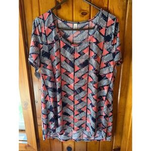 Womens LuLaRoe‎ Irma Tunic Top Geometric Print Pink Blue XL Extra Large